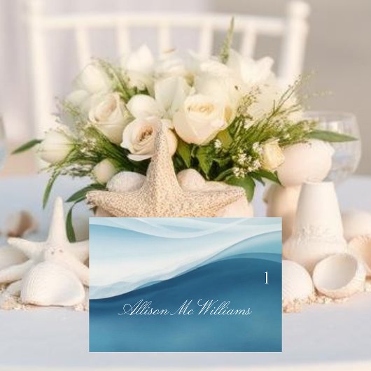 Cartes de Table de Mariage - Bleu Sérène