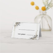 Cartes de table de mariage botanique moderne noir (Devant)