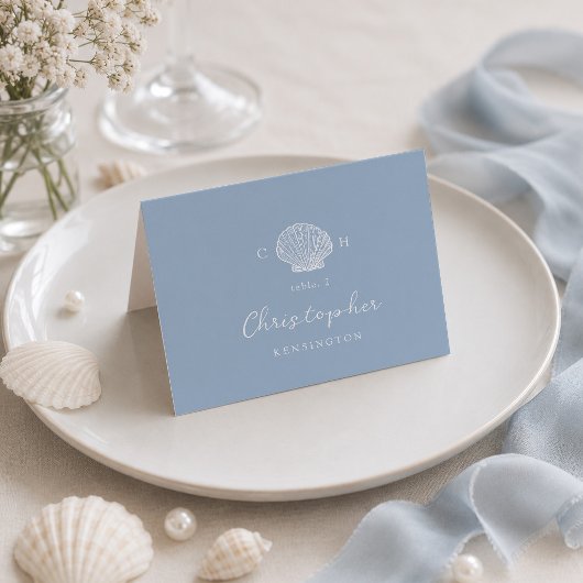 Cartes de Table de Mariage Coquillages Côtiers