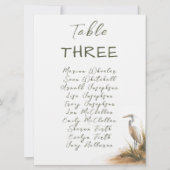 Cartes de table de mariage côtier Egret (Devant)