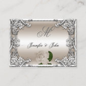 Cartes de table de mariage Crème Rose Argent Blanc (Dos)
