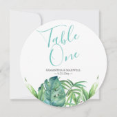 Cartes de table de mariage de plage de verdure tro (Devant)