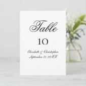 Cartes de table de Mariage de script noir blanc (Debout devant)