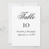 Cartes de table de Mariage de script noir blanc (Dos)