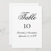 Cartes de table de Mariage de script noir blanc (Devant / Derrière)