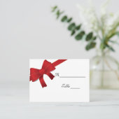 Cartes de table de mariage d'hiver à rubans rouges (Debout devant)