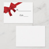 Cartes de table de mariage d'hiver à rubans rouges (Devant / Derrière)