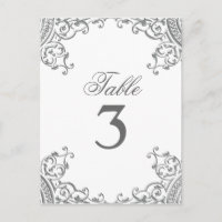 Cartes de table de mariage élégantes argentées bla