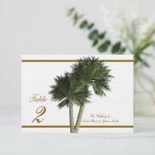 Cartes de table de mariage élégantes avec palmiers (Debout devant)