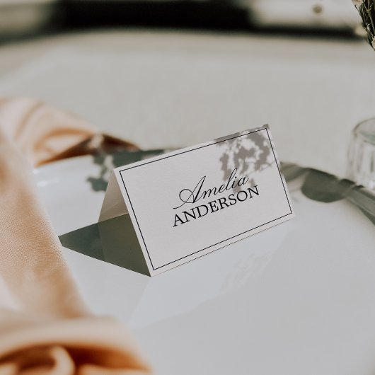 Cartes de table de mariage élégantes noir crème Ol