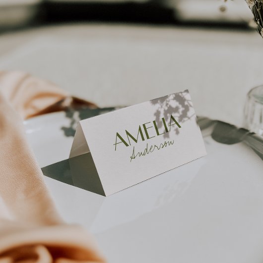 Cartes de table de mariage en ivoire vert olive Ol