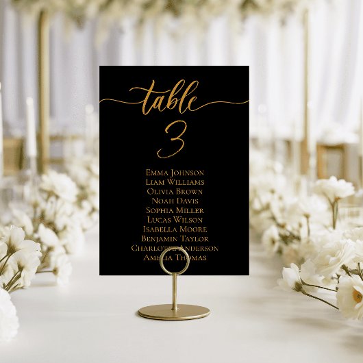 Cartes de Table de Mariage en Or Noir Moderne Plan