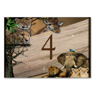 Cartes de table de mariage en plein air Safari Fau