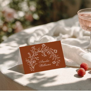 Cartes de table de mariage en terre cuite florale
