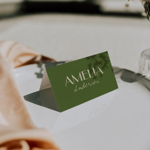 Cartes de table de mariage en vert olive beige et