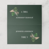 Cartes de table de mariage Fleur Émeraude Minimali (Extérieur déplié)