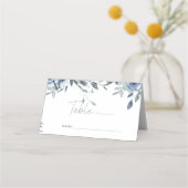 Cartes de table de mariage Fleur Roses Bleu Poussi (Devant)