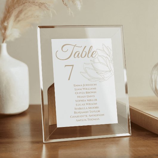 Cartes de Table de Mariage Florales Magnolia Plan