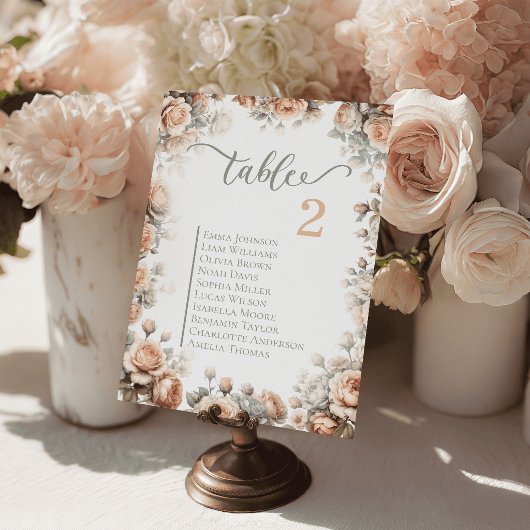 Cartes de Table de Mariage Florales Romantiques Pl