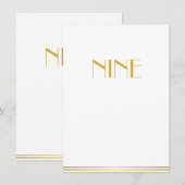 Cartes de table de mariage Great Gatsby or blanc n (Devant / Derrière)