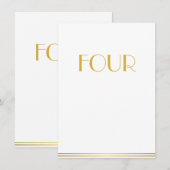 Cartes de table de mariage Great Gatsby or et blan (Devant / Derrière)