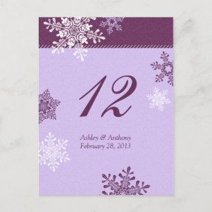 Cartes de table de mariage hivernal de flocon de n