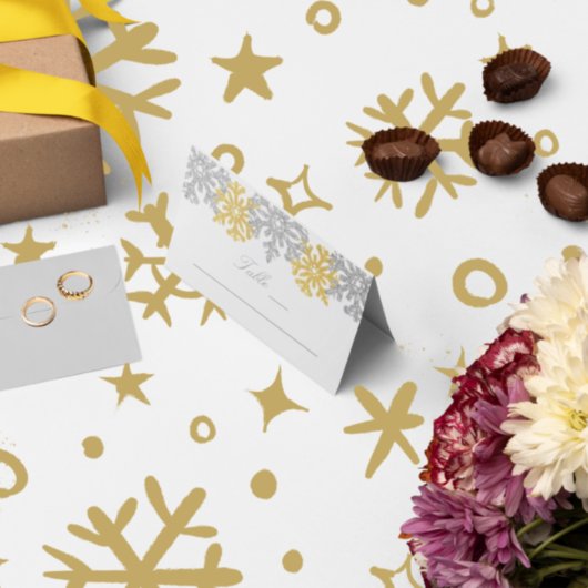 Cartes de table de mariage hivernal en flocons de 
