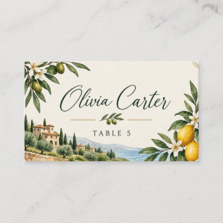 Cartes de table de mariage méditerranéen au citron