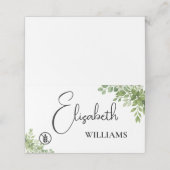 Cartes de Table de Mariage Menu Sans Gluten Vert S (Extérieur déplié)
