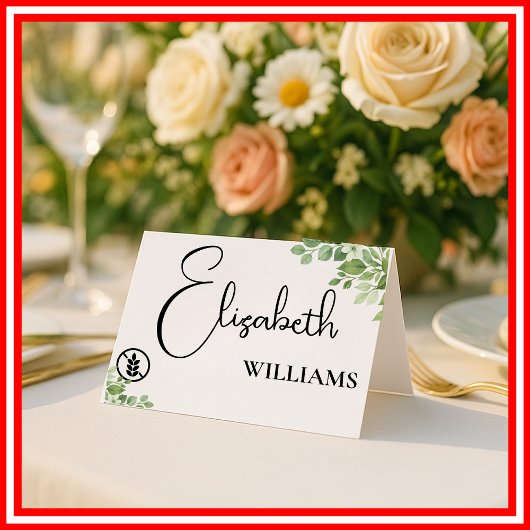 Cartes de Table de Mariage Menu Sans Gluten Vert S