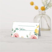 Cartes de Table de Mariage Rose & Citron Méditerra (Devant)