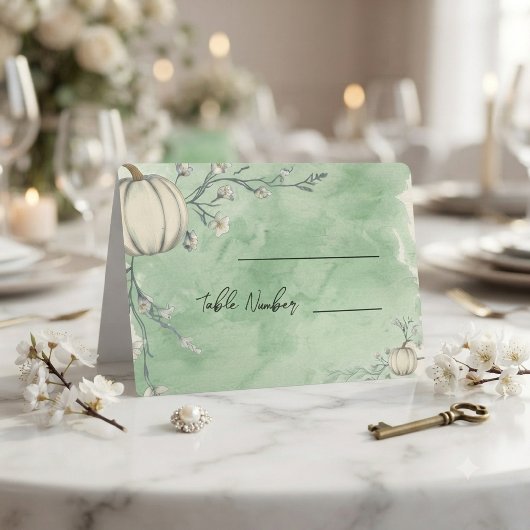 Cartes de table de mariage Rustique Vert Automne C