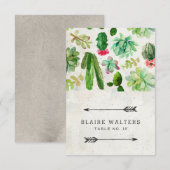 Cartes de table de mariage succulente de désert -  (Devant / Derrière)