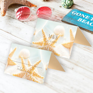 Cartes de table de mariage sur la plage Coquilles 