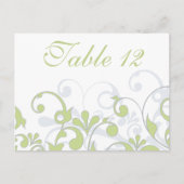 Cartes de table de Mariage vert, gris et blanc (Devant)