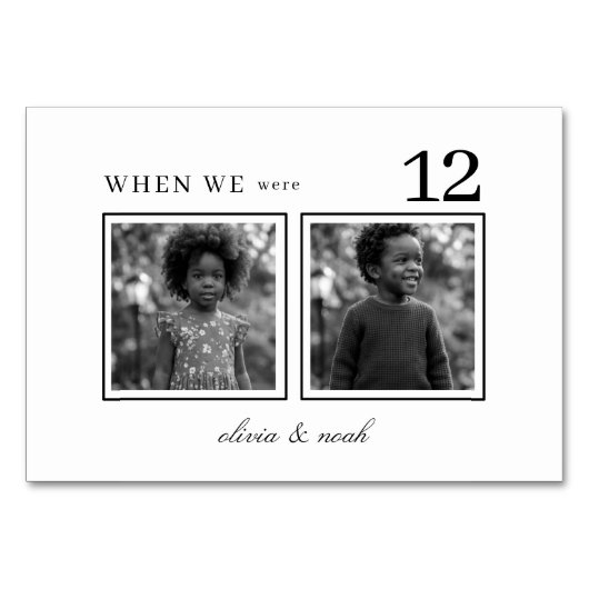 Cartes de table de mariage When We Were, numéro de (Devant)
