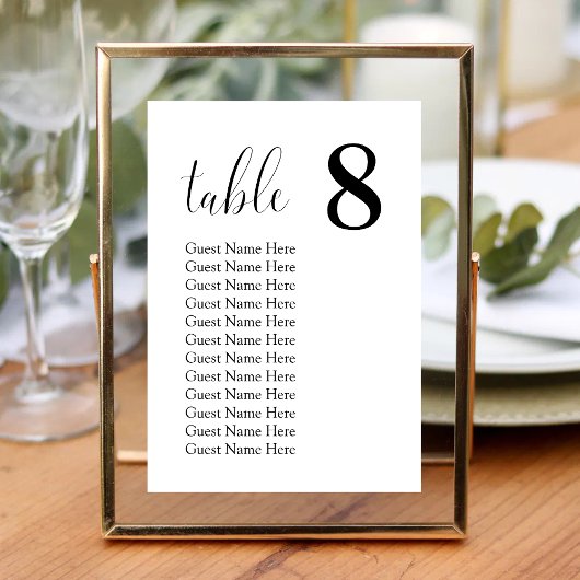 Cartes de Table de Plan de Siège de Mariage Minima