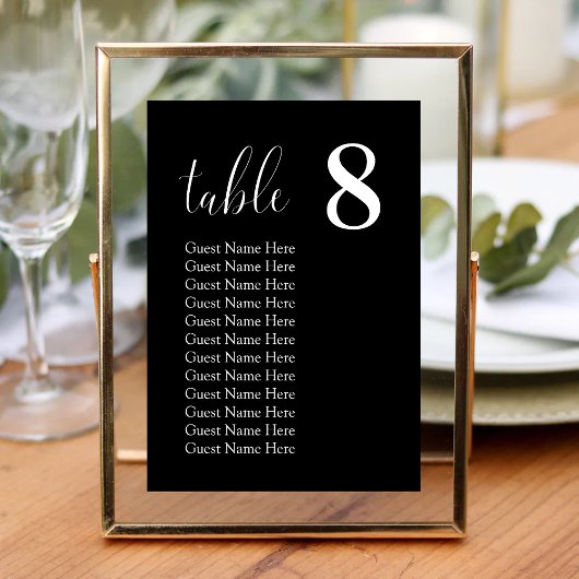 Cartes de Table de Plan de Siège de Mariage Minima