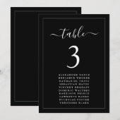 Cartes de table de plan de table de mariage noir m (Devant / Derrière)