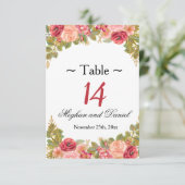 Cartes de table de réception à aquarelle Roses & P (Debout devant)