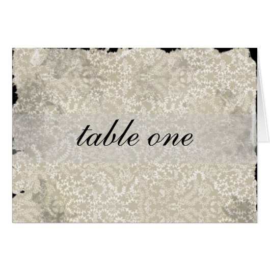 Cartes de table de réception mariage damassé, noir (Devant Horizontal)