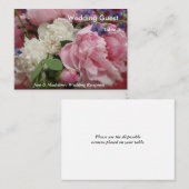 Cartes de table de réception Peonys rose et blanc (Devant / Derrière)