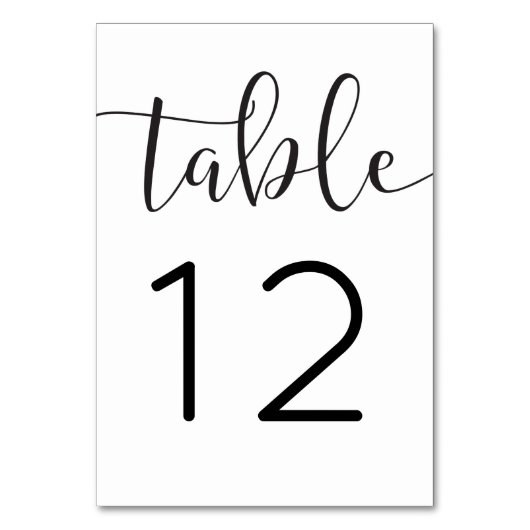 Cartes de table de script rustique Numéros de tabl (Dos)