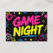 Cartes de Table de Soirée de Jeu au Graffiti Néon  (Devant)