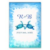 Cartes de table de tortue marine - Aquarelle bleu  (Dos)