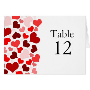 Cartes de table Elegant Red Hearts