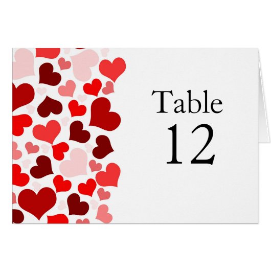 Cartes de table Elegant Red Hearts (Devant horizontal)