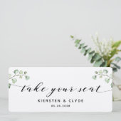 Cartes de table en calligraphie noire avec feuilla (Debout devant)