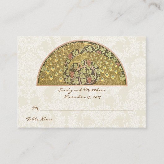 Cartes de table en damas du vignoble du paon (Devant)