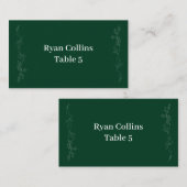 Cartes de table en feuilles vert émeraude (Devant / Derrière)
